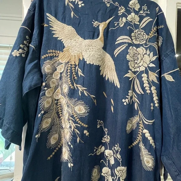 Johnny Was Blue Embroidered Calipso Jacket - Picture 2 of 7